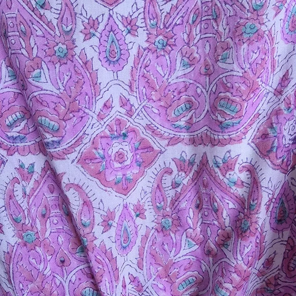 Buggy 100% Cotton Pink Paisley Pom Pom Tassel Trim Boho Mini Dress M Fit Like L - Picture 5 of 7